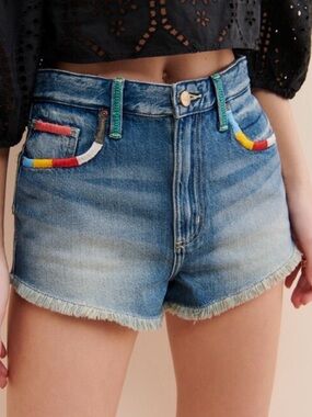 Lee Vintage Modern High Waisted Embroidered Cutoff Jean Shorts